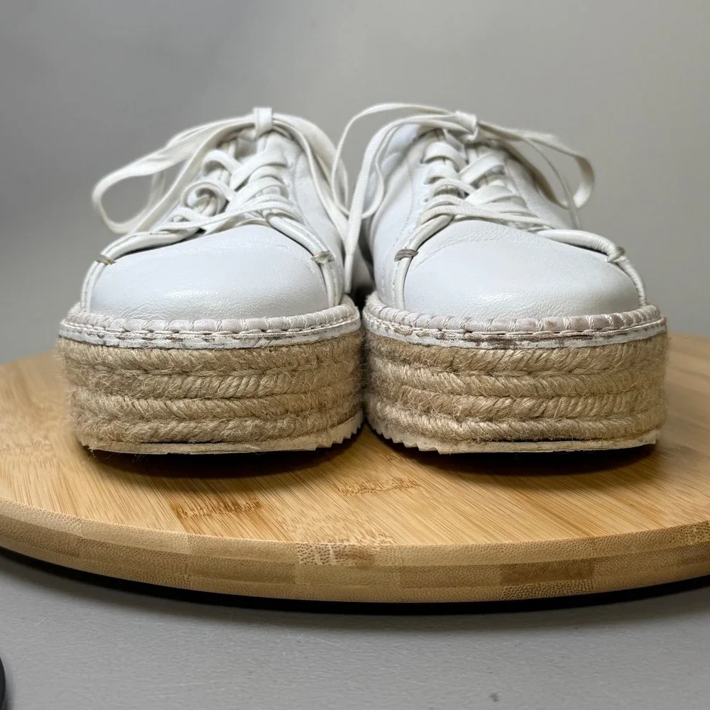 rag & bone White Leather Espadrille Platform Sneakers